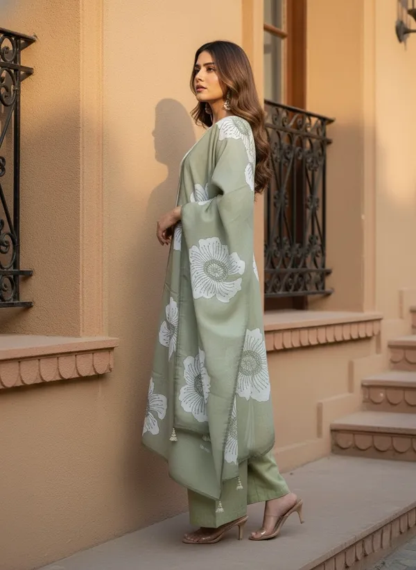 Sarso_Green_Stripe_Printed_Linen_Kurta_Set_for_Women