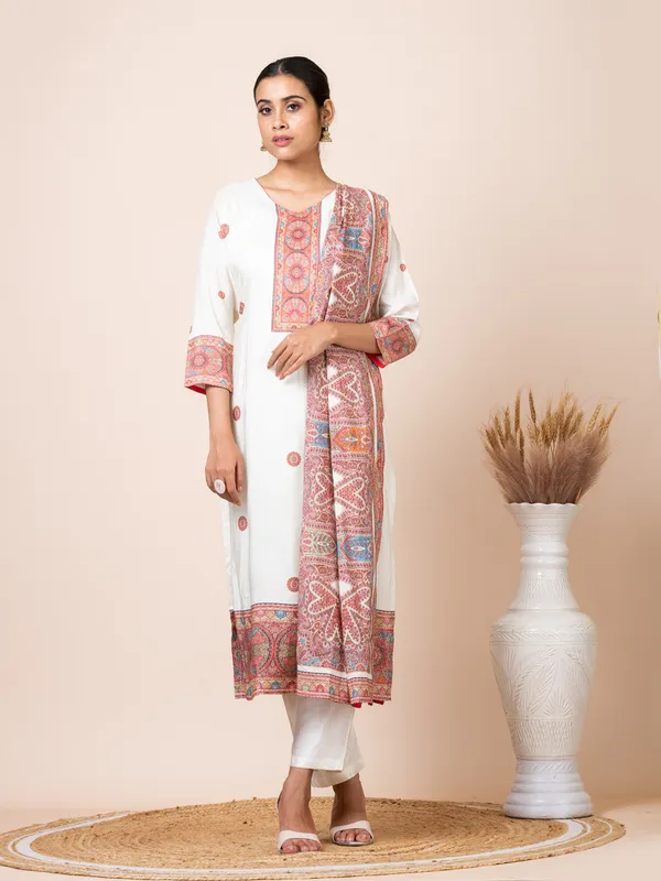 White_Muslin_Printed_Kurta_Set_For_Women
