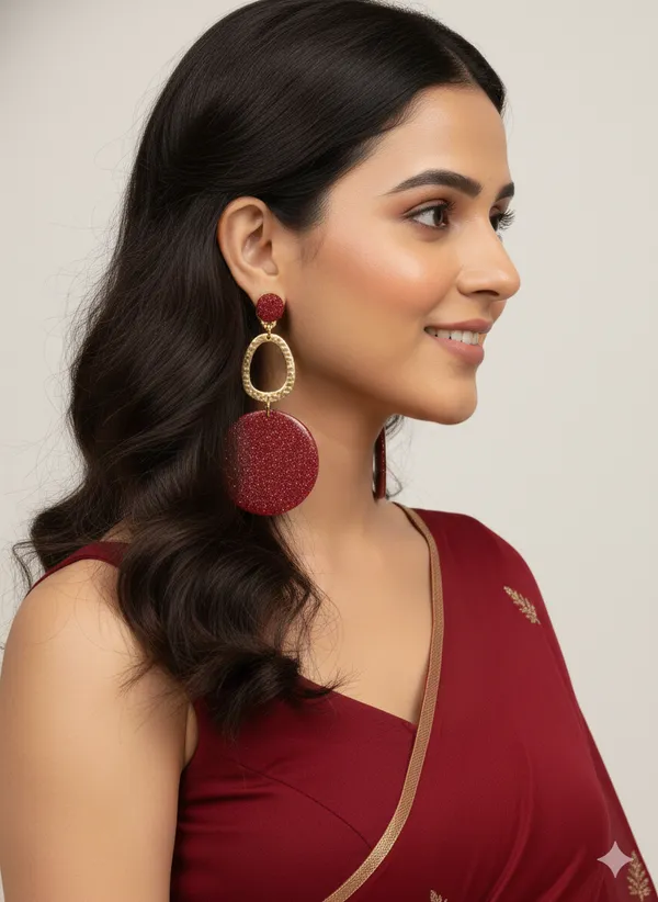 Red_&_Gold_Round_Drop_Earrings_For_Women