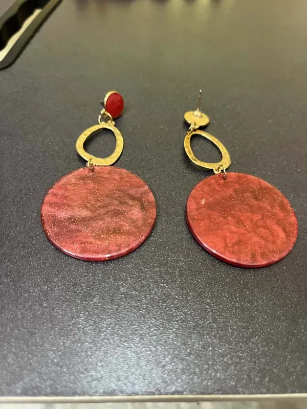 Red_&_Gold_Round_Drop_Earrings_For_Women