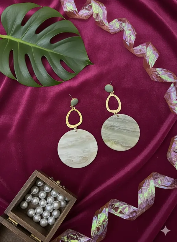 Peach_&_Gold_Round_Drop_Earrrings_For_Women