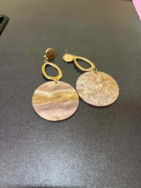 Peach_&_Gold_Round_Drop_Earrrings_For_Women