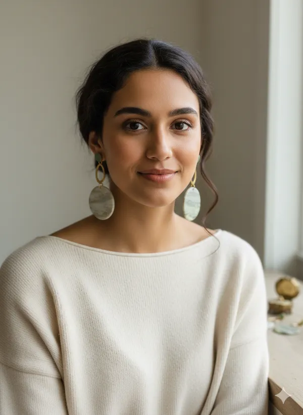 Peach_&_Gold_Round_Drop_Earrrings_For_Women