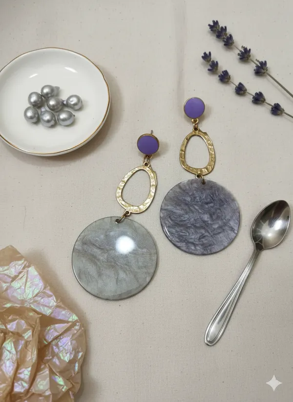 Purple_&_Gold_Round_Drop_Earrrings_For_Women