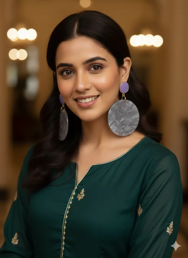 Purple_&_Gold_Round_Drop_Earrrings_For_Women