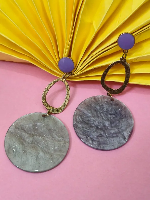 Purple_&_Gold_Round_Drop_Earrrings_For_Women