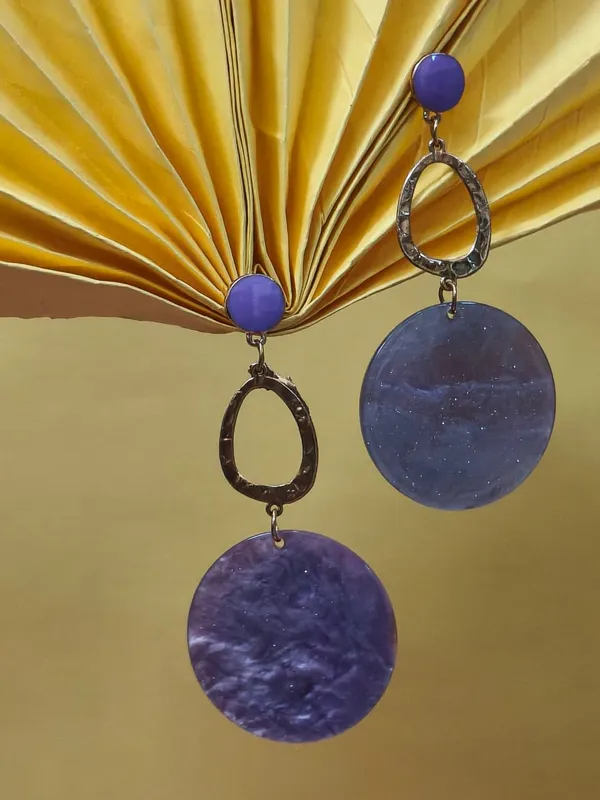 Purple_&_Gold_Round_Drop_Earrrings_For_Women