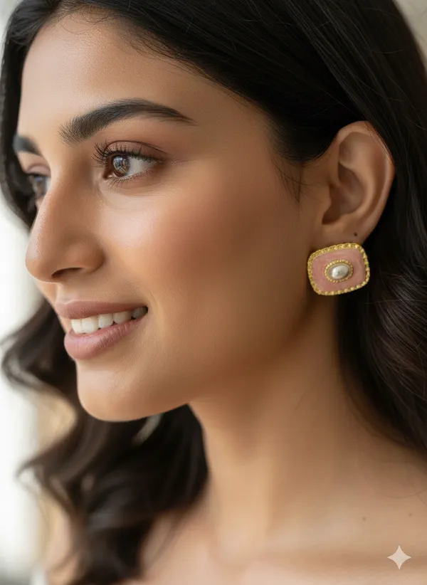 Pink_Gold_Pearl_Studs_Earrings_For_Women