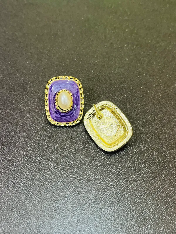 Purple_Gold_Pearl_Studs_Earrings_For_Women