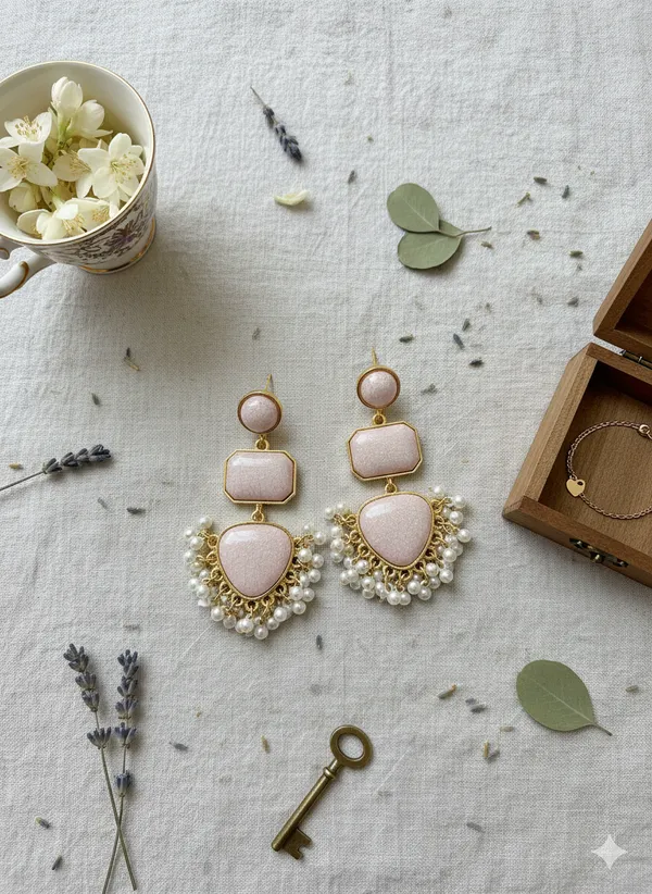 Peach_Emerald_Royal_Earrings_For_Women