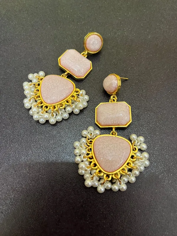 Peach_Emerald_Royal_Earrings_For_Women