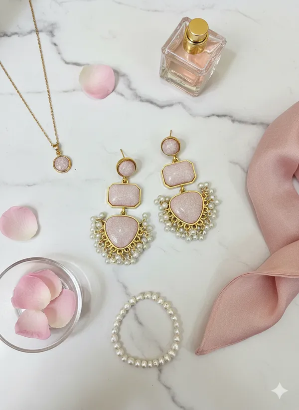 Peach_Emerald_Royal_Earrings_For_Women