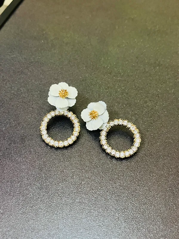White_Floral_Diamond_Spark_Hoops_Earrings_For_Women
