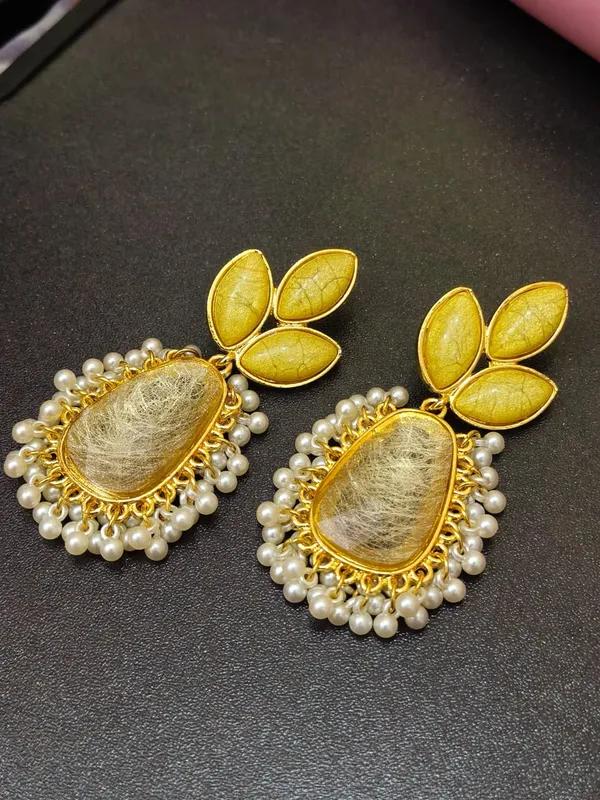 Yellow_Leaf_Earrings_For_Women