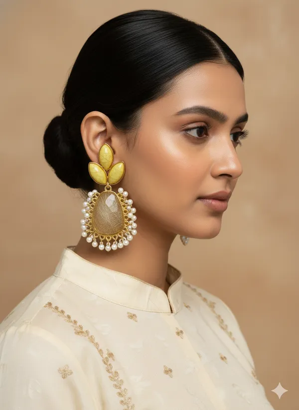 Yellow_Leaf_Earrings_For_Women