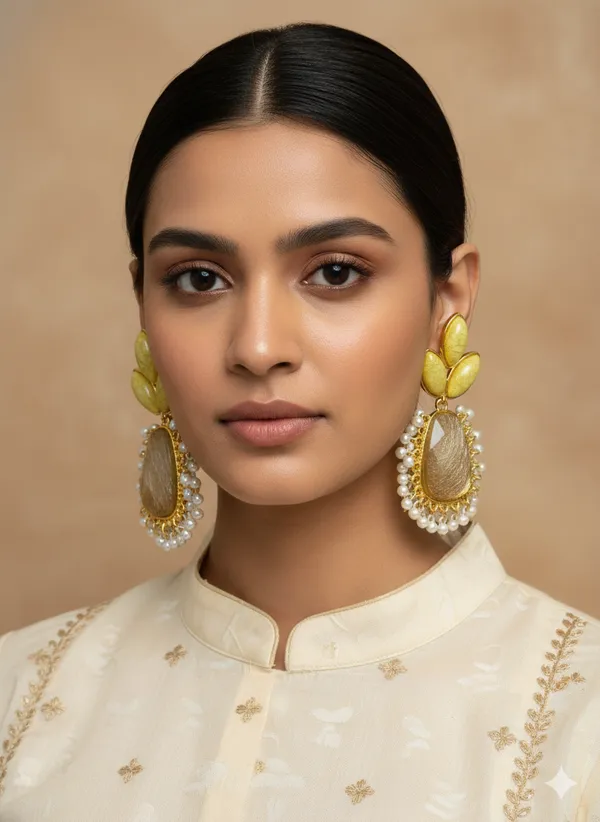 Yellow_Leaf_Earrings_For_Women