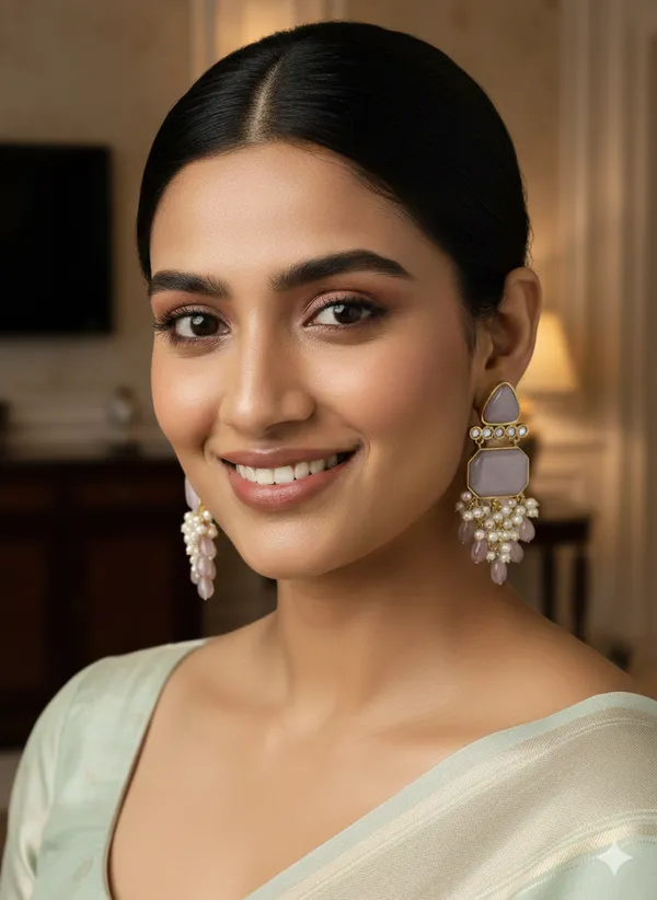 Peach_Royal_Moti_Earrings_For_Women
