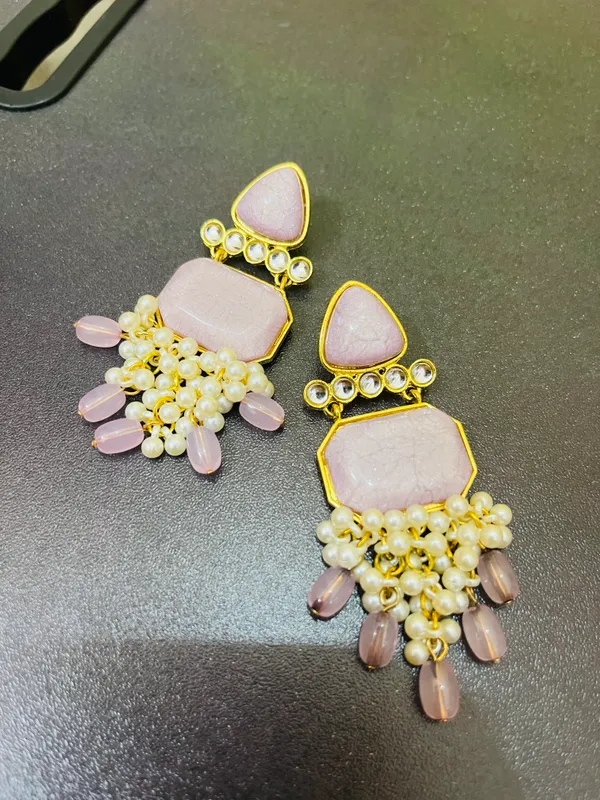 Peach_Royal_Moti_Earrings_For_Women