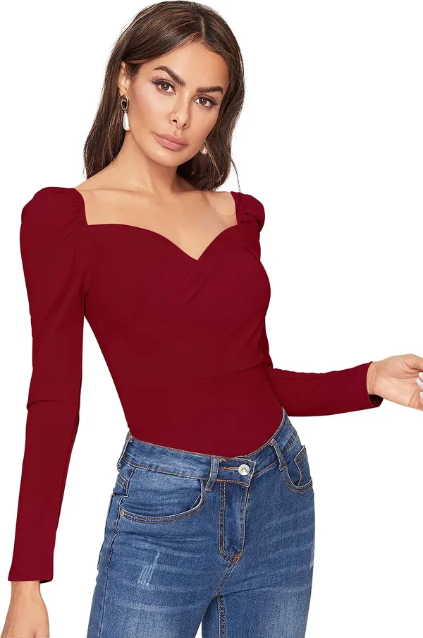 Maroon_Solid_Polyester_Sweetheart_Neck_Full_Sleeve_Regular_Top_For_Women