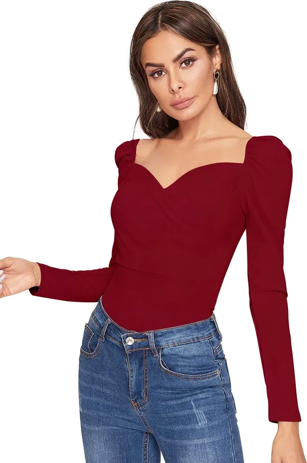 Maroon_Solid_Polyester_Sweetheart_Neck_Full_Sleeve_Regular_Top_For_Women