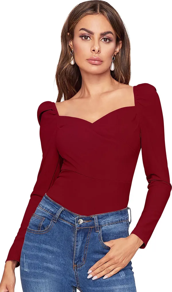 Maroon_Solid_Polyester_Sweetheart_Neck_Full_Sleeve_Regular_Top_For_Women