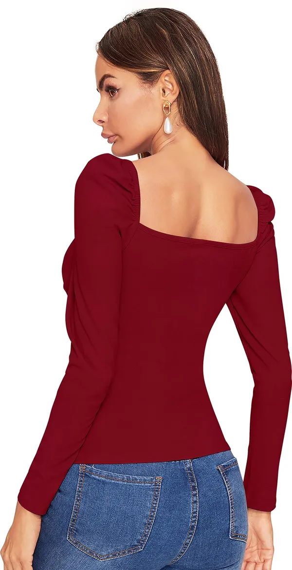 Maroon_Solid_Polyester_Sweetheart_Neck_Full_Sleeve_Regular_Top_For_Women