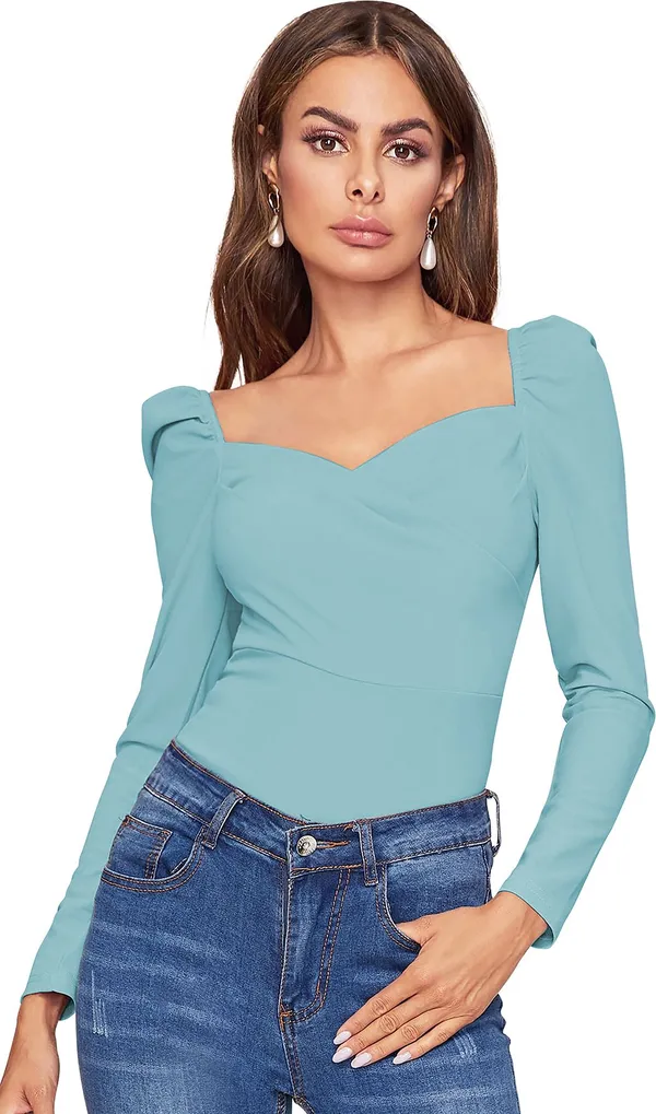 Light_Green_Solid_Polyester_Sweetheart_Neck_Full_Sleeve_Regular_Top_For_Women