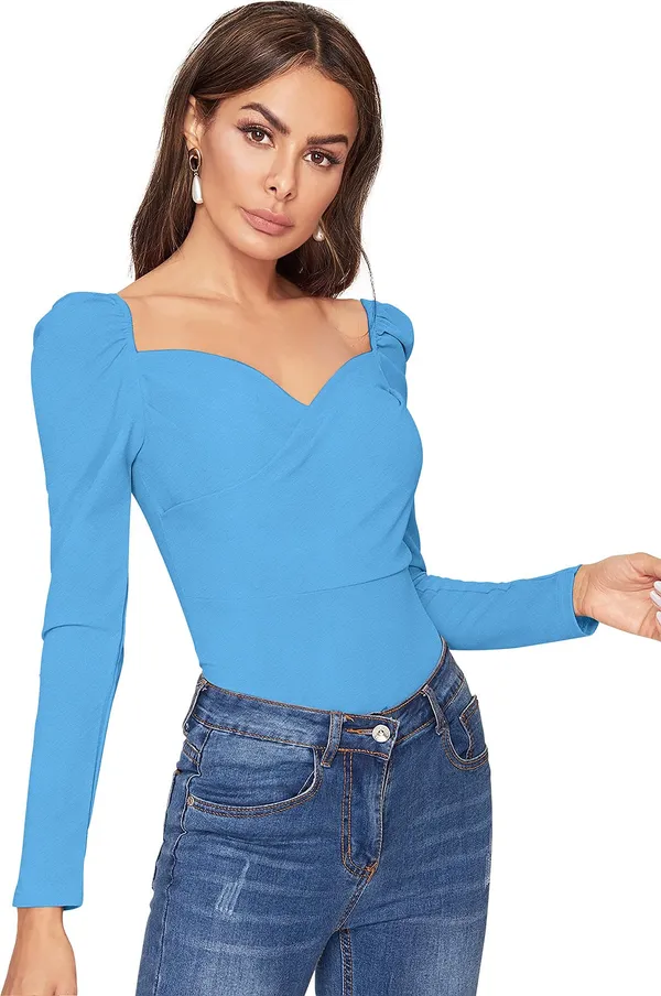 Light_Blue_Solid_Polyester_Sweetheart_Neck_Full_Sleeve_Regular_Top_For_Women