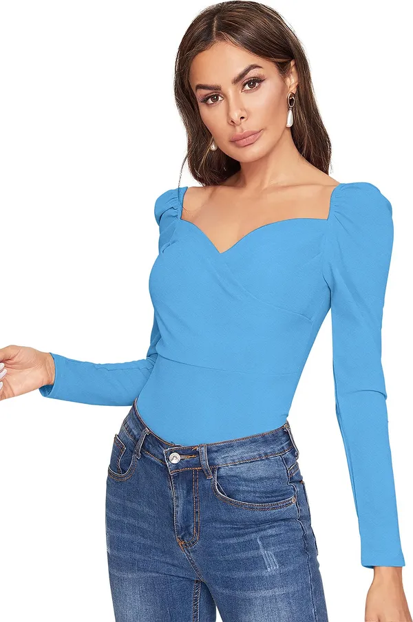 Light_Blue_Solid_Polyester_Sweetheart_Neck_Full_Sleeve_Regular_Top_For_Women