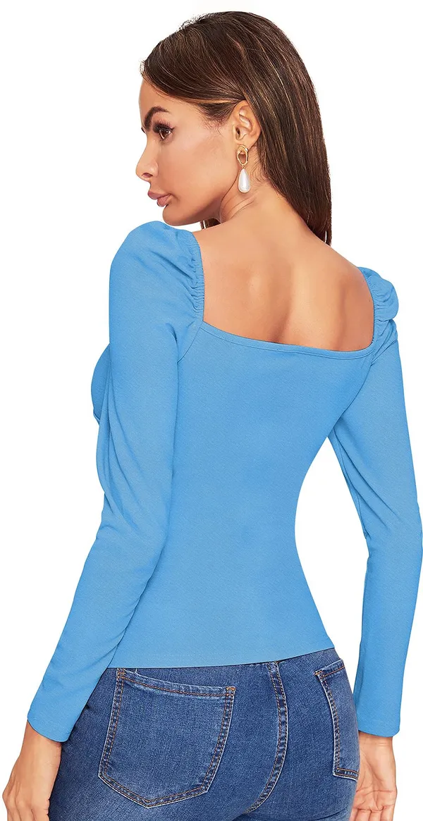 Light_Blue_Solid_Polyester_Sweetheart_Neck_Full_Sleeve_Regular_Top_For_Women