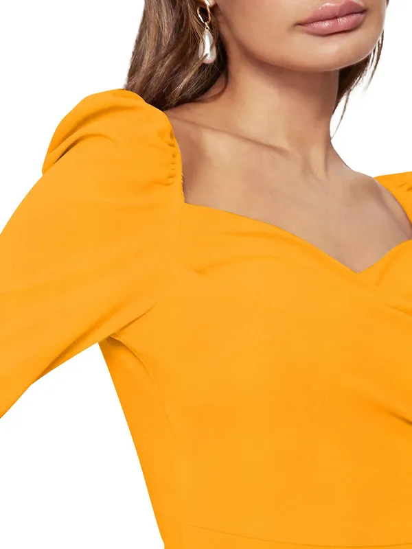 Yellow_Solid_Polyester_Sweetheart_Neck_Full_Sleeve_Regular_Top_For_Women