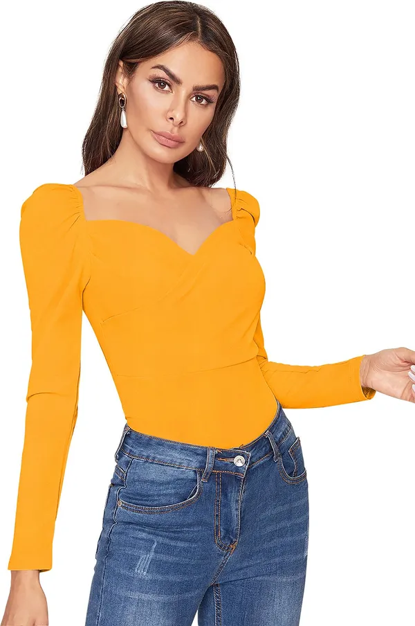Yellow_Solid_Polyester_Sweetheart_Neck_Full_Sleeve_Regular_Top_For_Women