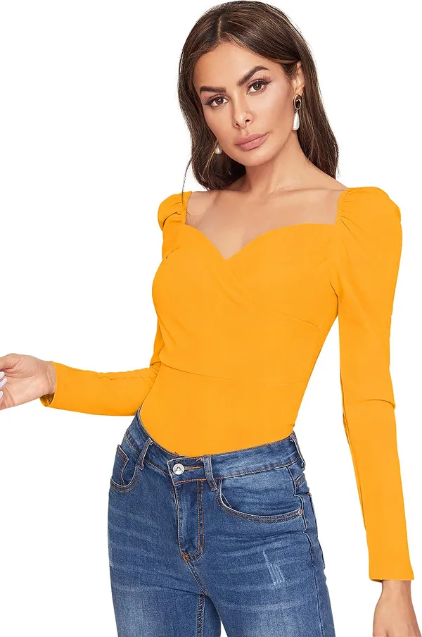 Yellow_Solid_Polyester_Sweetheart_Neck_Full_Sleeve_Regular_Top_For_Women