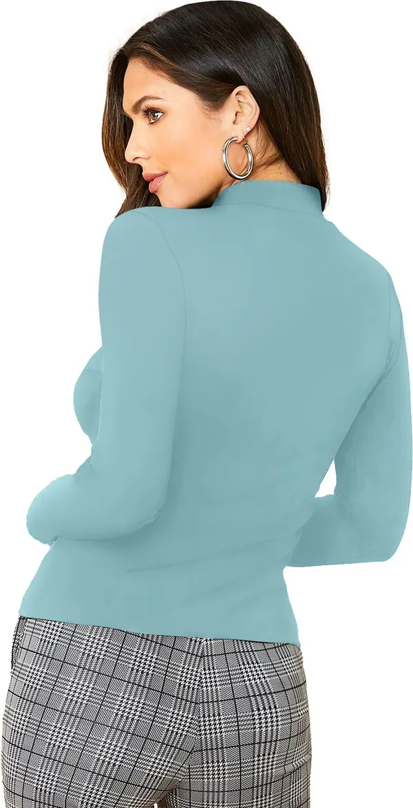 Light_Green_Solid_Polyester_High_Neck_Full_Sleeve_Regular_Top_For_Women
