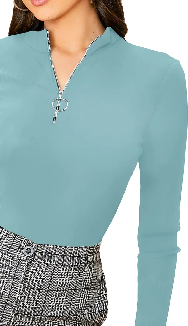 Light_Green_Solid_Polyester_High_Neck_Full_Sleeve_Regular_Top_For_Women