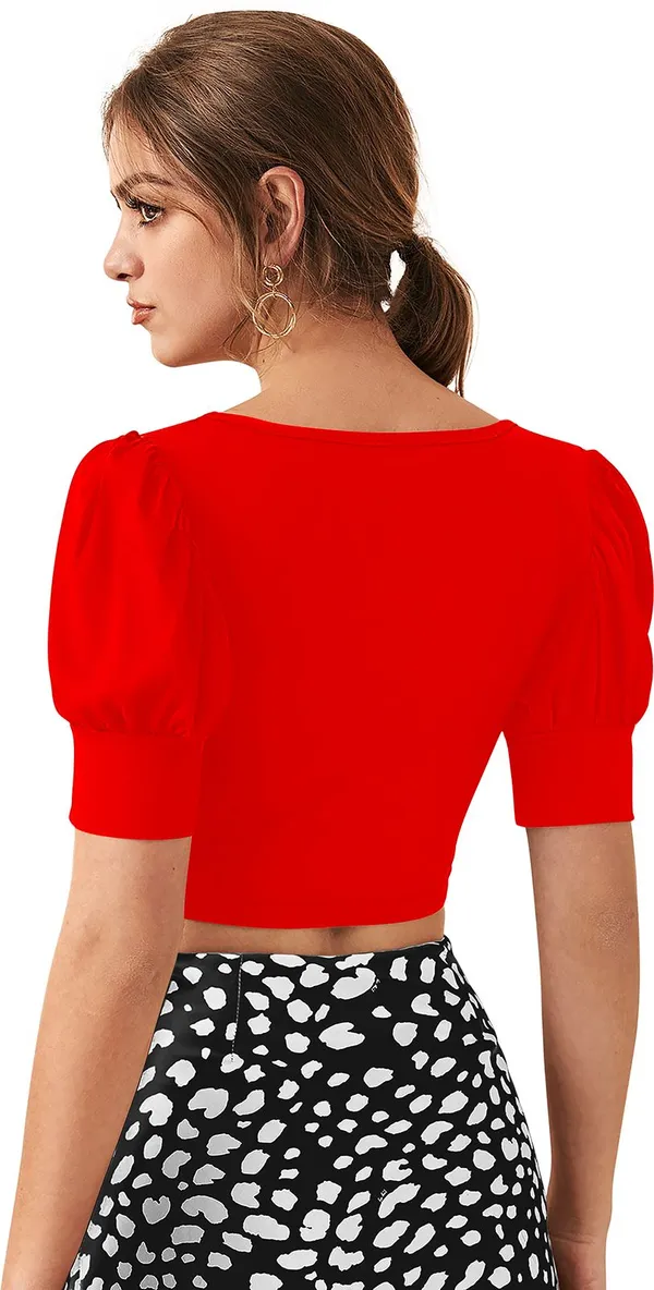 Red_Solid_Polyester_Square_Neck_Short_Sleeve_Crop_Top_For_Women