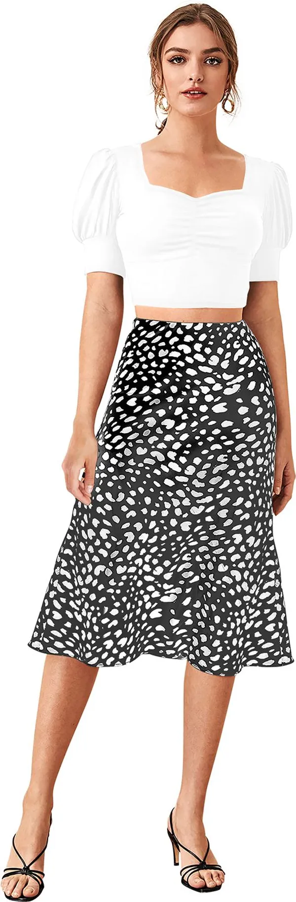 White_Solid_Polyester_Square_Neck_Short_Sleeve_Crop_Top_For_Women