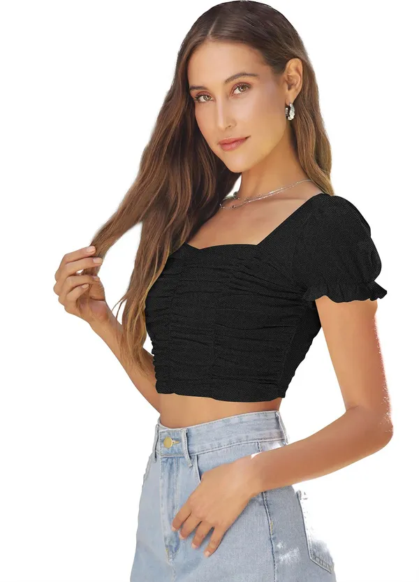 Black_Solid_Polyester_Sweetheart_Neck_Short_Sleeve_Crop_Top_For_Women