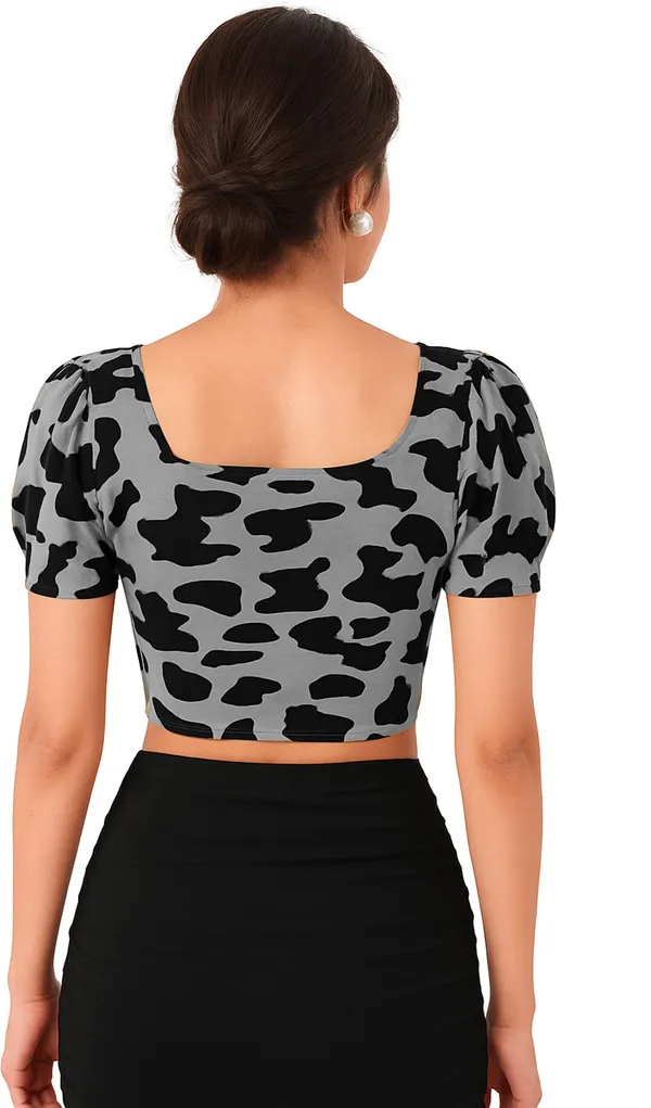 Grey_Animal_Print_Polyester_Sweetheart_Neck_Short_Sleeve_Crop_Top_For_Women