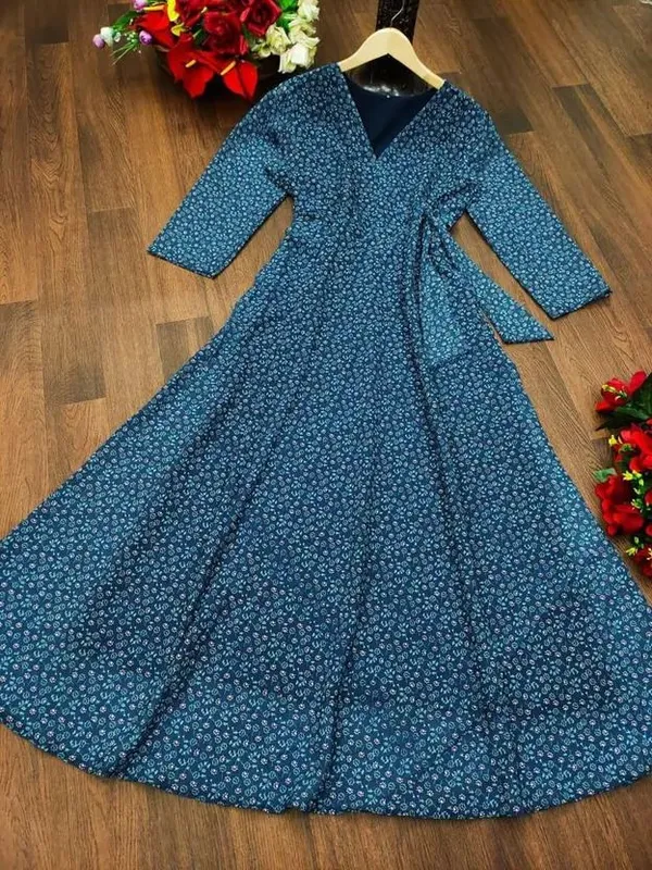 Dark_Blue_&_Light_Blue_Premium_Georgette_Printed_Dress_For_Women