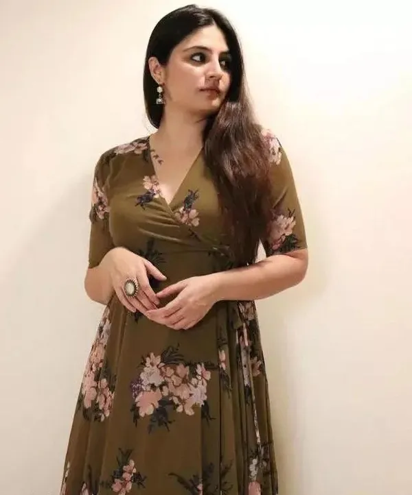 Brown_Premium_Georgette_Printed_Dress_For_Women
