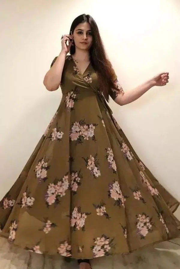 Brown_Premium_Georgette_Printed_Dress_For_Women