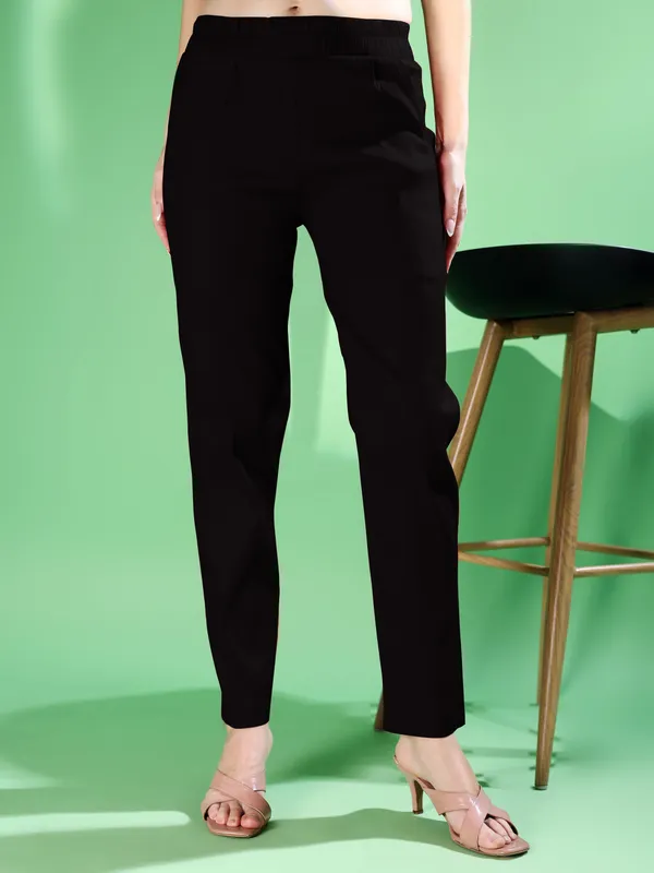 Black_Premium_Cotton_Blend_Solid_Casual_Trousers_For_Women