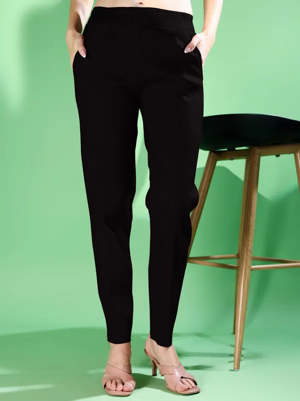 Black_Premium_Cotton_Blend_Solid_Casual_Trousers_For_Women