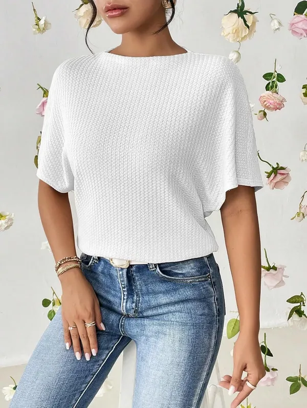 White_Premium_Wool_Self_Design_Boxy_Top_For_Women