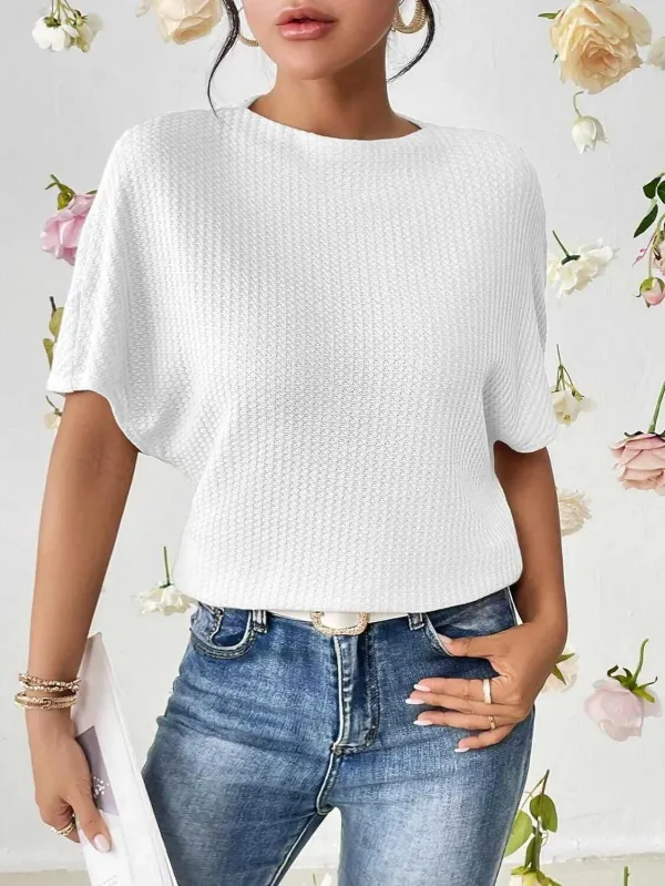 White_Premium_Wool_Self_Design_Boxy_Top_For_Women