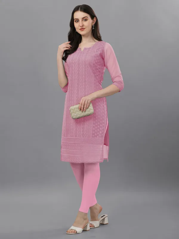 Pink_Premium_Georgette_Embroidered_Kurta_For_Women
