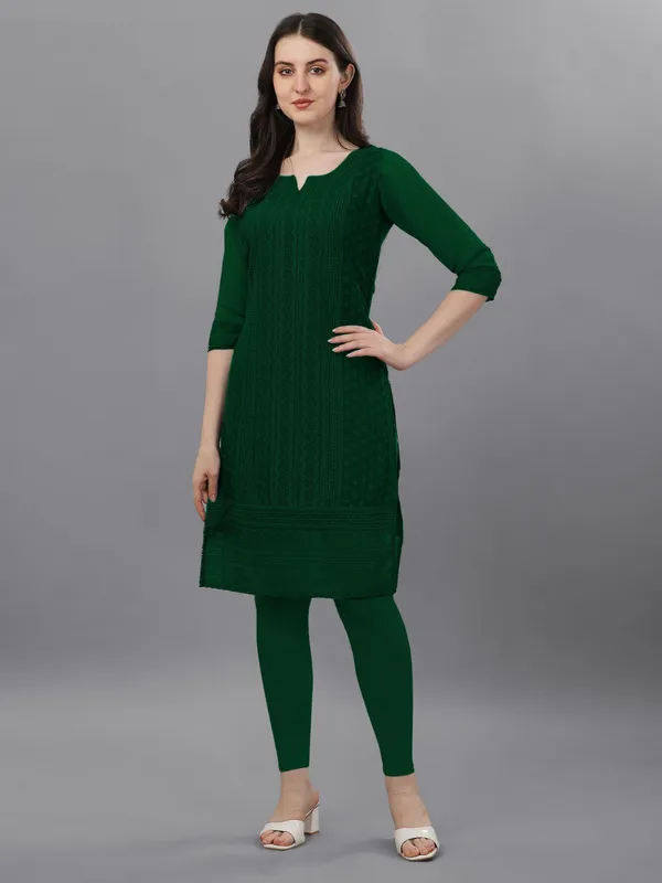 Green_Premium_Georgette_Embroidered_Kurta_For_Women