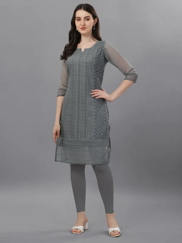 Grey_Premium_Georgette_Embroidered_Kurta_For_Women