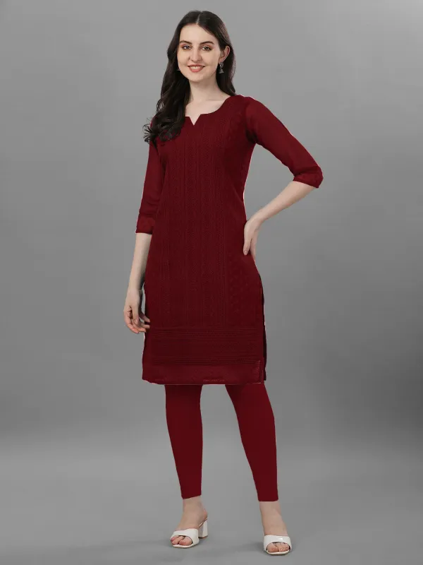 Maroon_Premium_Georgette_Embroidered_Kurta_For_Women